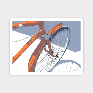 Bicycle in Orange and Blue Magnet