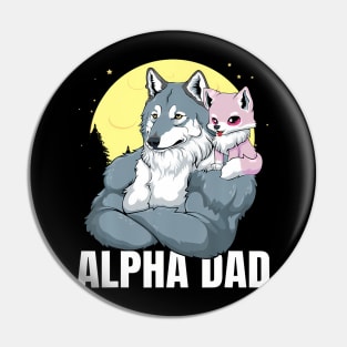 Alpha Dad With Girl Daughter Wolf Father'S Day Pin