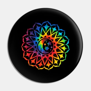 Mandala Moon Stars Rainbow Tie Dye Yoga Design Buddhist Zen Pin