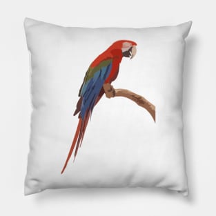 Red and Green Macaw Digital Painting Pillow