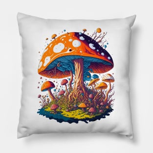 Magic Forest Mushrooms Pillow