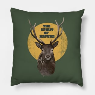 Hand drawn Painting of Deer face the spirit of nature. Pillow