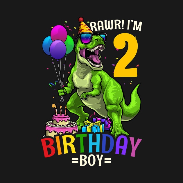 2nd Birthday T Rex Birthday Boy by KAWAIITEE