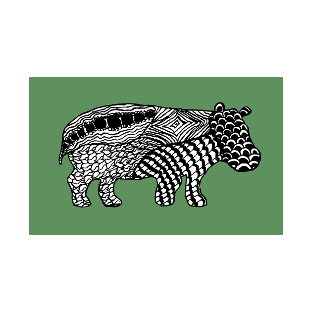 Hippopotamus Zentangle drawing by JennyCathcart