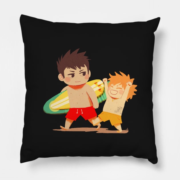 Surfer boys Pillow by AlexAdelaida