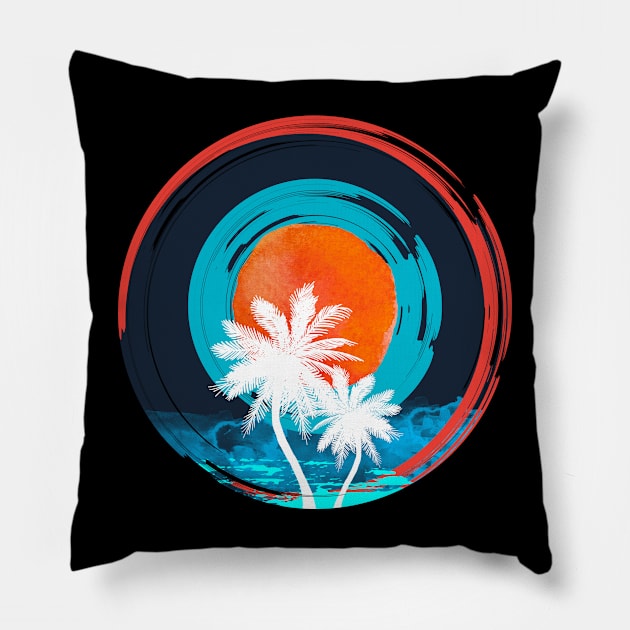 Colorful Beach Sunset Summer Design Pillow by busines_night