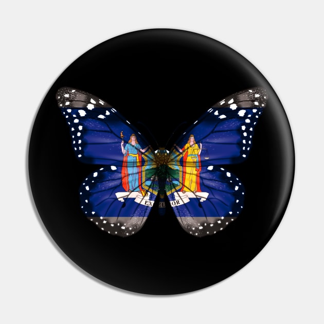 New York Flag Butterfly - Gift for New Yorker From New York NY Pin by Country Flags