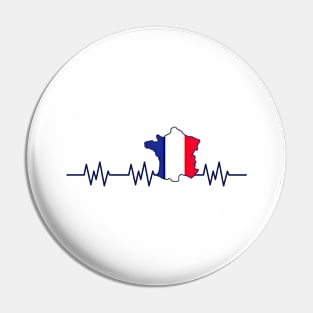 France Flag Heartbeat Pulse French Pin