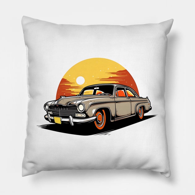 Vintage classic Car Designs Pillow by ragil_studio