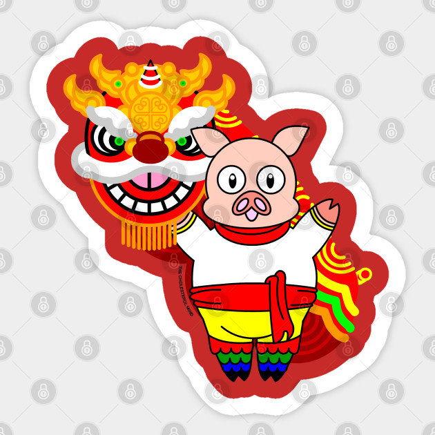Happy Chinese New Year! The Lion and The Pig - Chinese New Year - Sticker