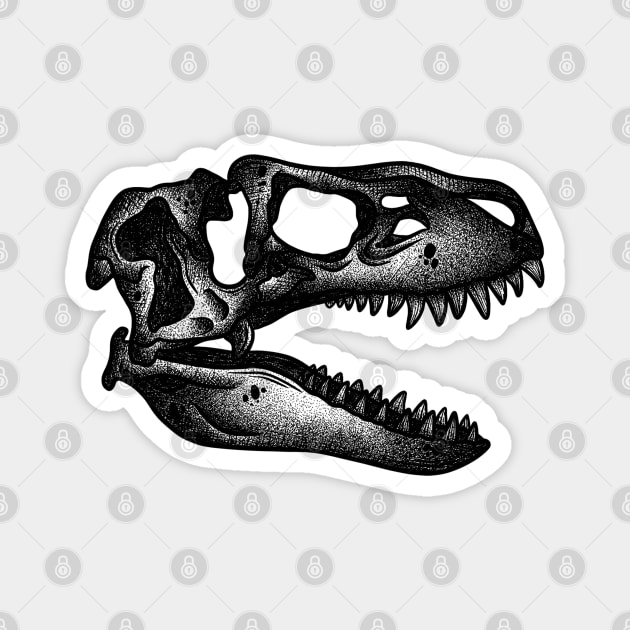 T-Rex Dinosaur Skull Magnet by melaniepetersonart