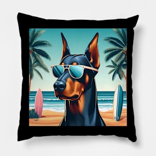 Funny Doberman with Sunglasses Pillow