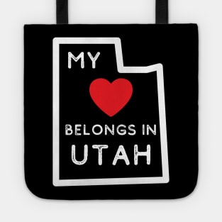 Utah Map State Outline Heart Belongs in Utah Tote