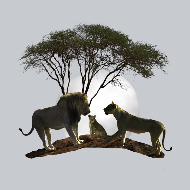 Lion with Moon in Africa - Predator by T-SHIRTS UND MEHR