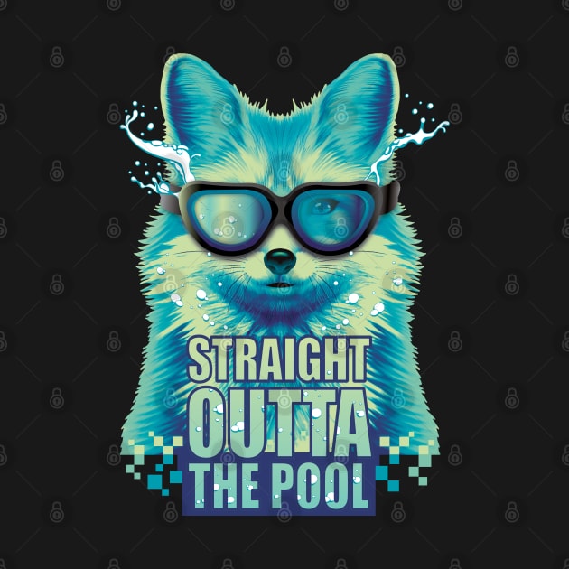 Straight outta the pool fox swimmer jumping into the water by Settha.sk