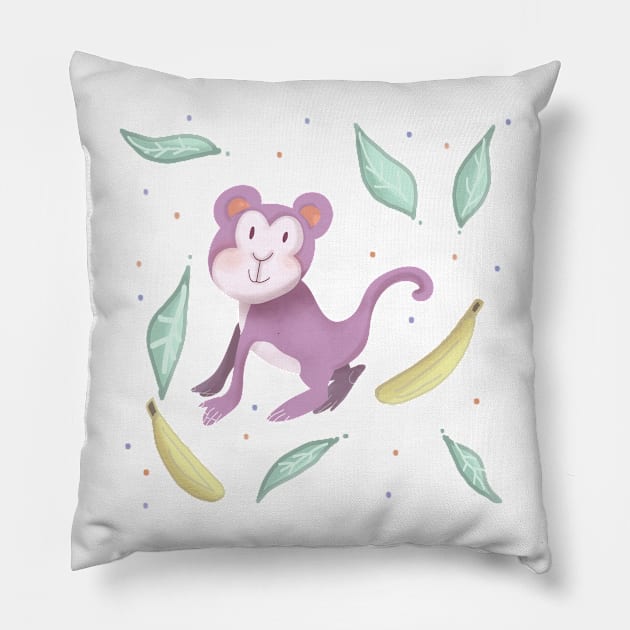 Banana monkey boy Pillow by markatos