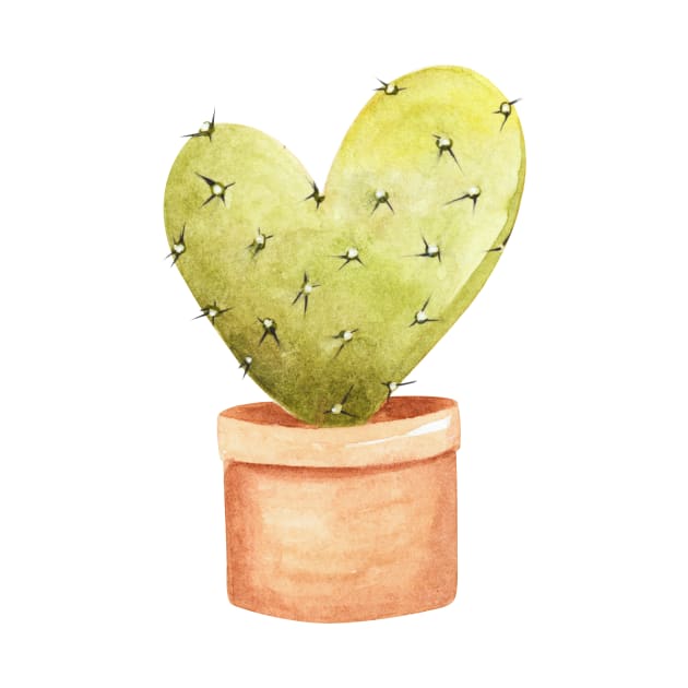 cactus heart watercolor by shoko