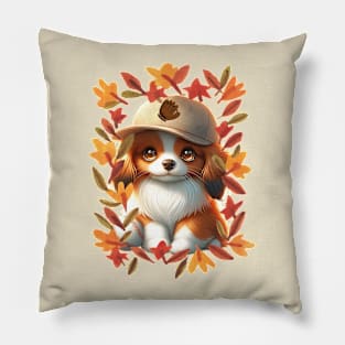 Autumn With Nederlandse Kooikerhondje Pillow