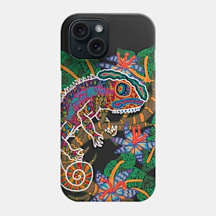 PSYCHEDELIC TRIPPY HORROR VACUI ANIMAL CHAMELEON ON BRANCH - full colour Phone Case