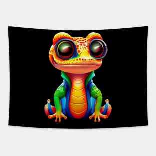 Gamer's Perfect Illustration - Cute Colorful Gekko Tapestry