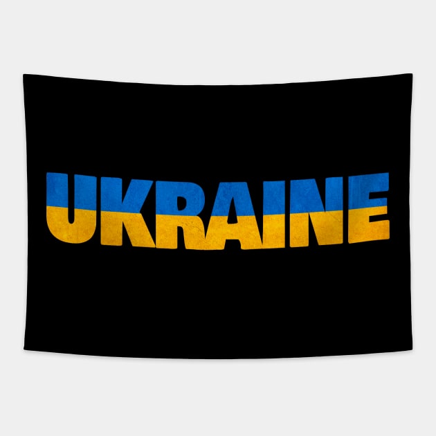 ukraine text with ukranian flag colors Tapestry by Purrfect