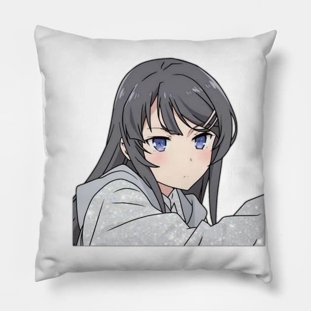 Mai Sakurajima from The Rascal Does Not Dream of Bunny Girl Senpai Mai Sakurajima Pillow TeePublic