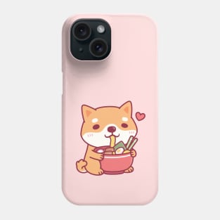 Cute Shiba Inu Dog Loves Eating Japanese Ramen Noodles Phone Case