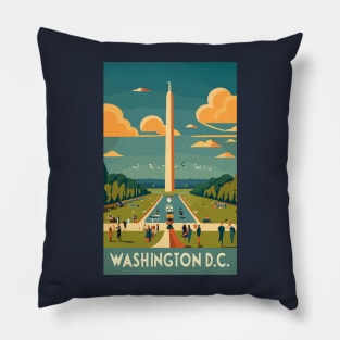 A Vintage Travel Art of Washington DC - US Pillow