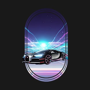 bugatti chiron a super car in black with neon details plate format back ground T-Shirt