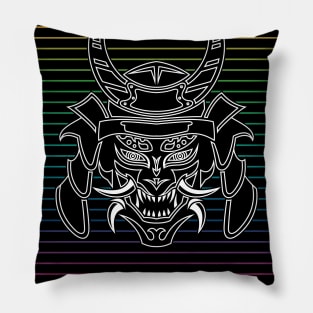 The Legend Of White Samurai Mask Retro Pillow