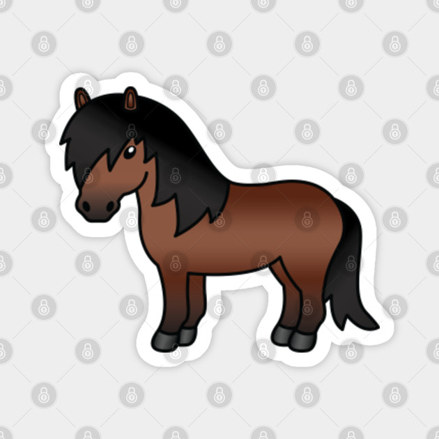 Bay Shetland Pony Cute Cartoon Illustration Shetland Pony