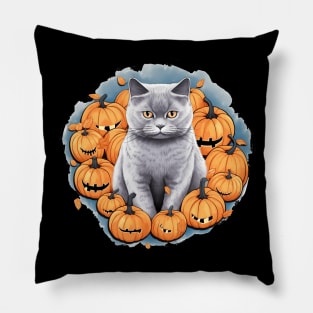 British Shorthair Cat Halloween, Cat Lover Pillow