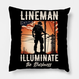 Lineman illuminate the darkness. Pillow