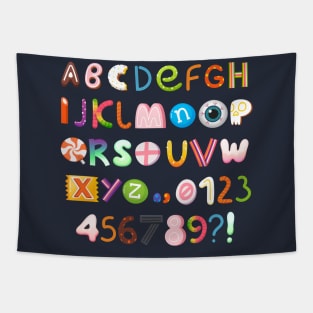 Alphabet Sweet Candies Tapestry