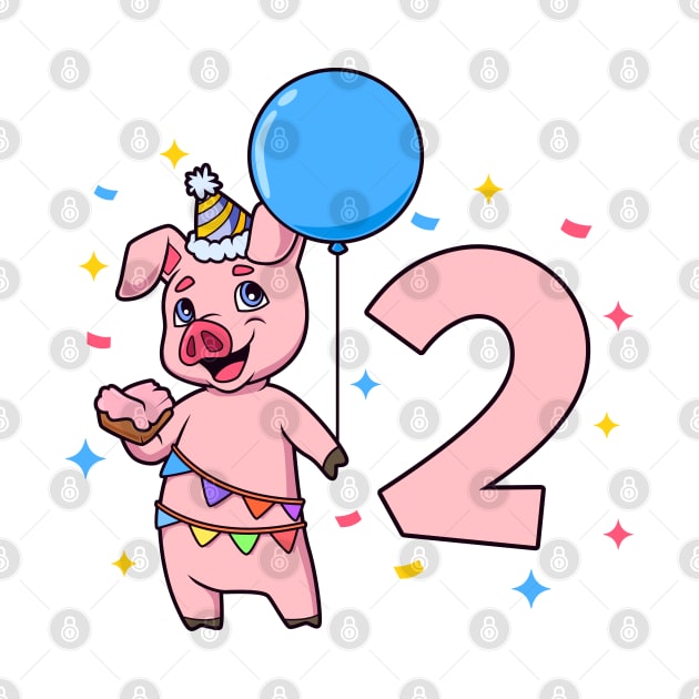 I am 2 with pig - kids birthday 2 years old by Modern Medieval Design