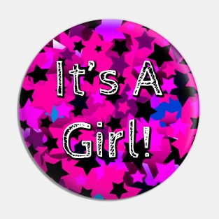 It's A Girl! Hot Pink Stars Pin