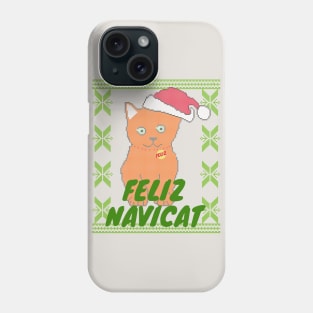 Ginger Feliz Navidad Cat, Feliz Navicat! Cute Orange Cat Ugly Christmas Sweater Phone Case