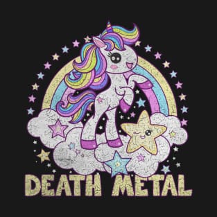 Death Metal - Unicorn Pony - Distressed T-Shirt