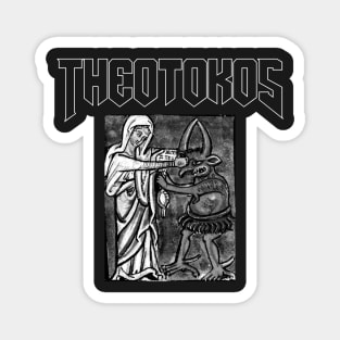 Theotokos Mary Punching The Devil Doom Parody Magnet