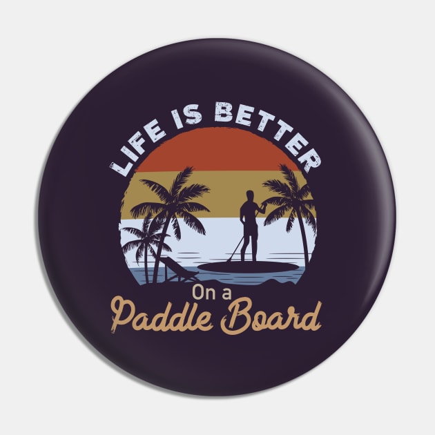 SUP-Stand Up Paddle Board T-shirt Design Pin by webbygfx