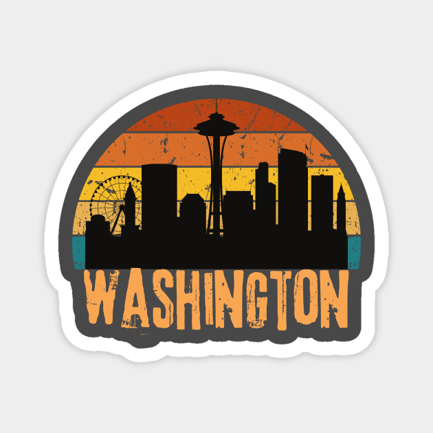 Washington State Seattle Skyline Magnet by zachlart