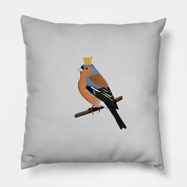 Chaffinch with Crown Bird Watching Birding Ornithologist Gift Pillow by jzbirds