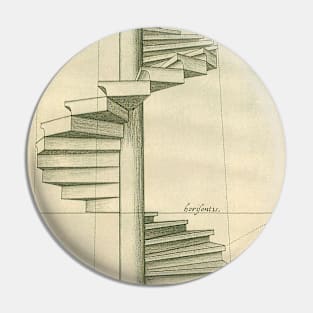 Vintage Architecture, Spiral Staircase Stairs by Henricus Hondius Pin