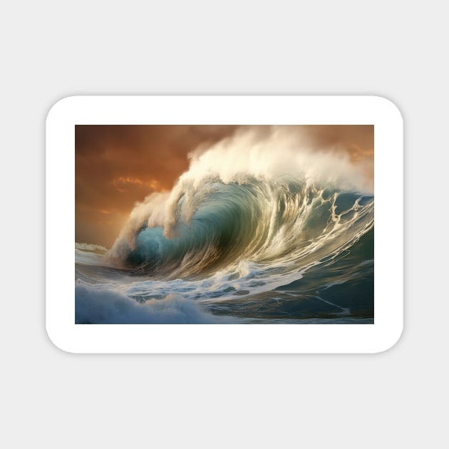 Curly Wave Ocean Force Nature Seascape Magnet by Cubebox