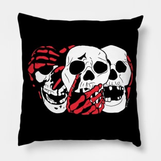 3 Skulls (w/red) Pillow