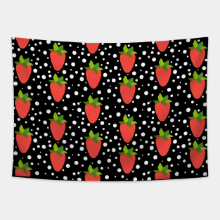 Red Strawberry Polka Dot Retro Style Tapestry