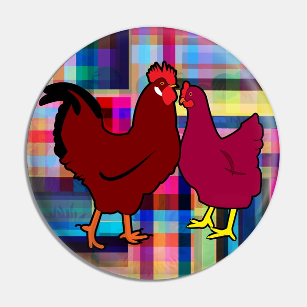 Chicken and Rooster Pin by momomoma