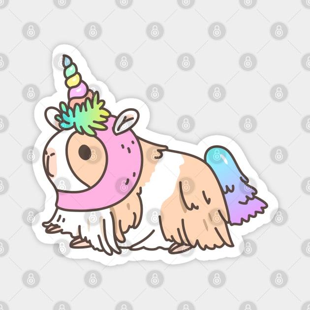 Silkie Guinea pig in Unicorn Costume Magnet by Noristudio