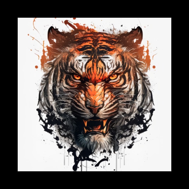 Tiger Portrait Animal Painting Wildlife Outdoors Adventure by Cubebox