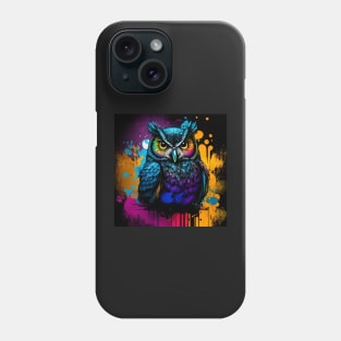 Cosmic Owl Splatter Paint Phone Case